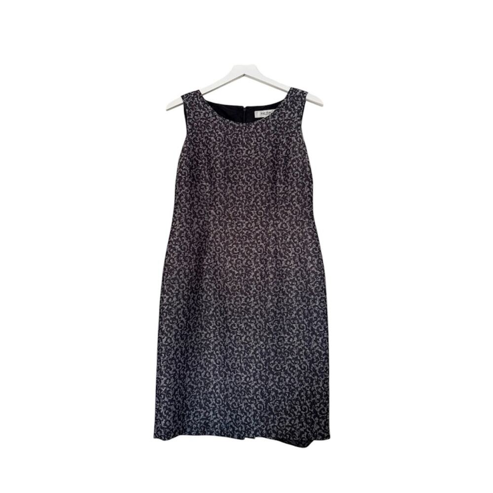 Jones Studio Separates Black and Gray Print Shift Dress Business Casual Size 6